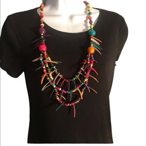 NWT.  Sacred Threads Necklace.  GR/PK
